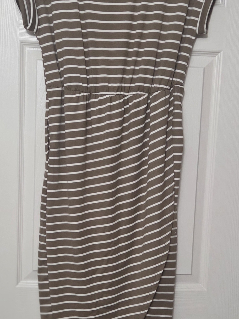 white birch Brown and White Striped Long Sleeve Dress